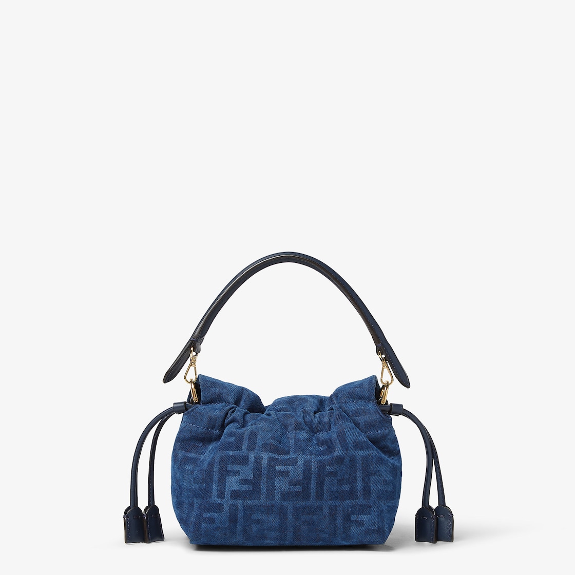 FENDI Mamma Baguette Small Blue FF denim flocked mini-bag - Image 4